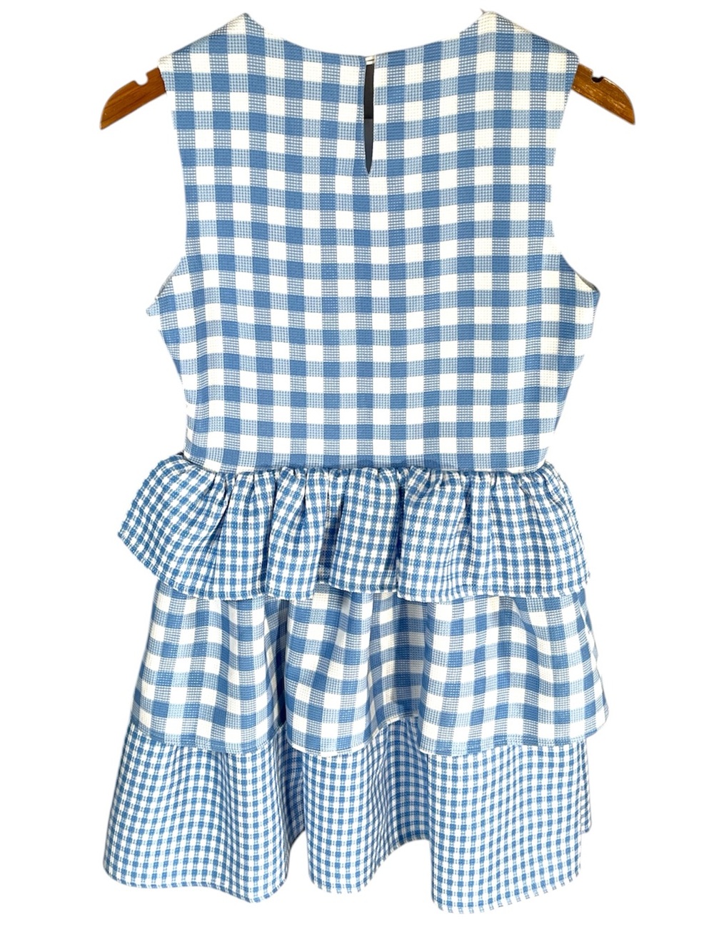 English Factory Tiered Gingham Sleeveless Dress in Blue and White Size XS - Picture 9 of 10